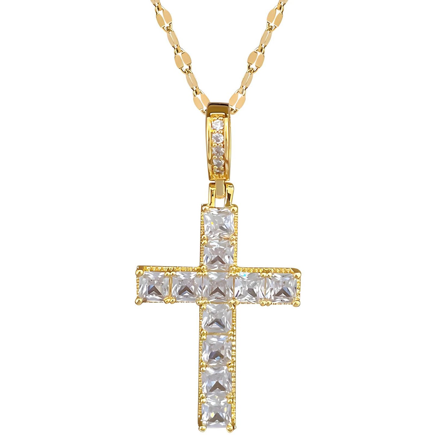 18K GOLD PLATED CROSS NECKLACE - 88966-0