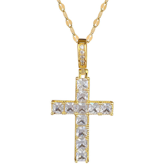 18K GOLD PLATED CROSS NECKLACE - 88966-0